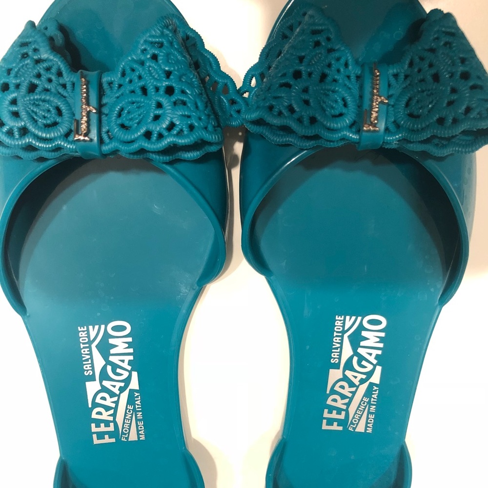 Blue Ferragamo sandals
